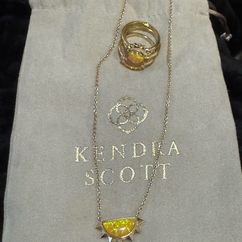 Kendra Scott Gold Necklace with Yellow Pendant